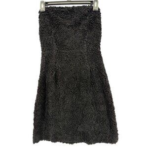 STORIA NWT Black Textured Floral Sheer Mesh Lined Strapless Mini Dress Women's S
